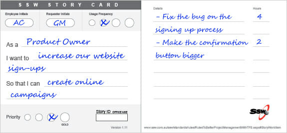 User Story Card