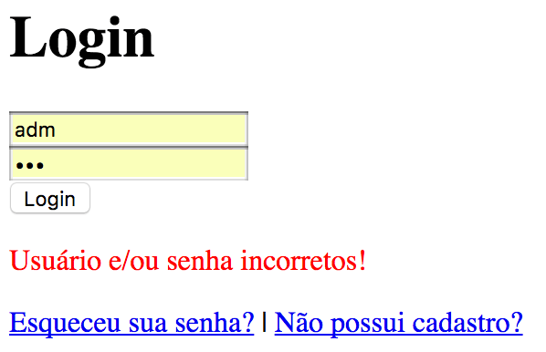 Erro no Login