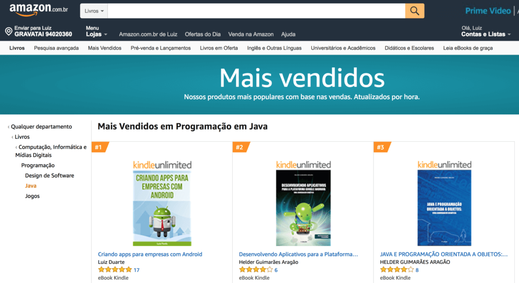 Mais vendidos na categoria Java - Amazon