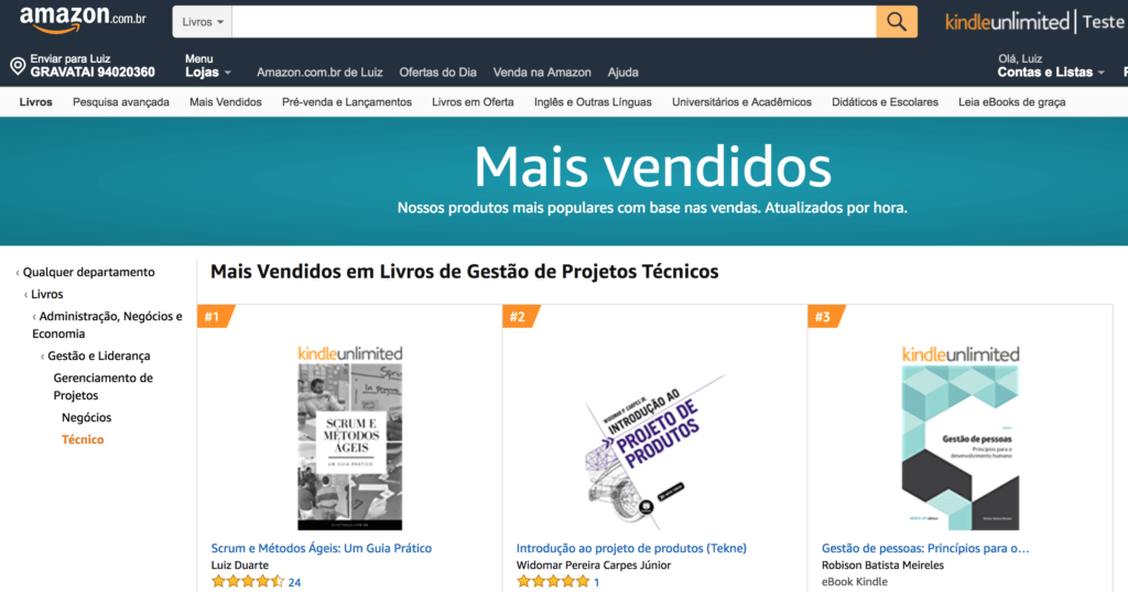 Mais Vendidos em Gerenciamento de Projetos - Amazon