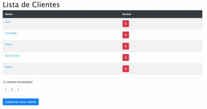 Lista de Clientes com Bootstrap