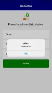 Cadastro funcionando