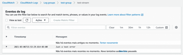 Logging de aplicações Node.js com AWS CloudWatch
